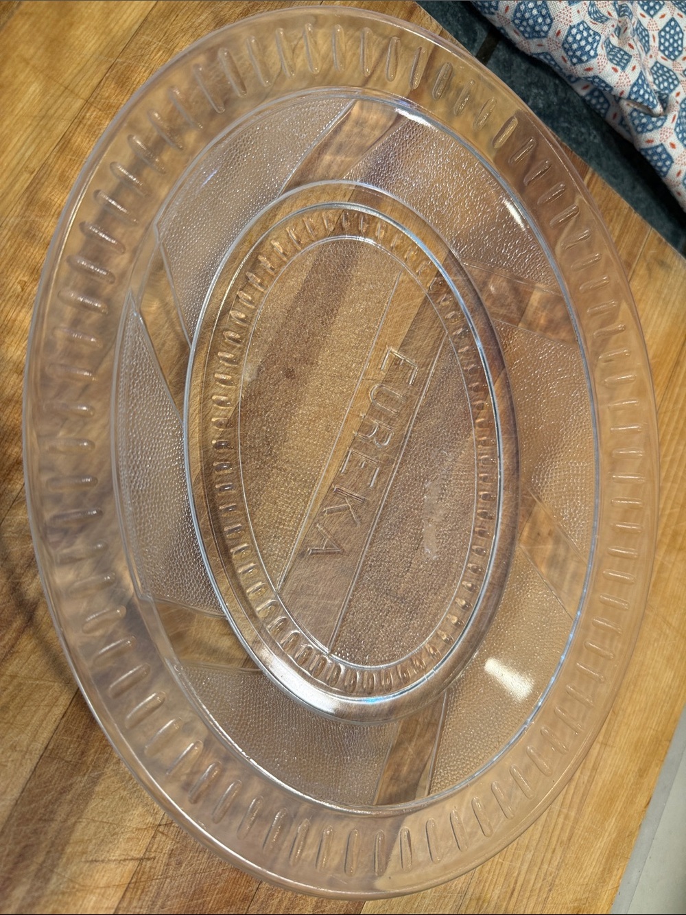 Antique EAPG Ripley &Co Eureka Glass Bread Plate Oval pattern depression PLATTER